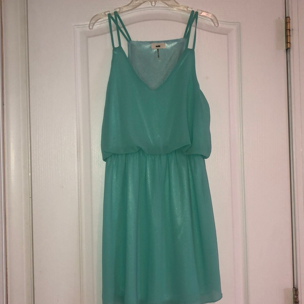 Ruched Turquoise Flowy Dress GREAT Condition!!!